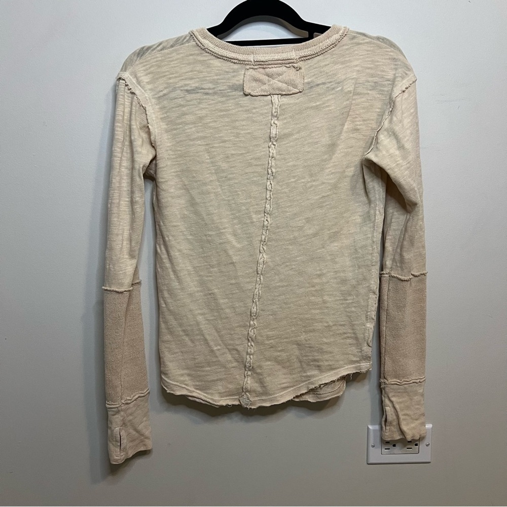 We the Free Phoebe Henley Long Sleeve Top with Exposed Seams Boho Spring - Picture 5 of 9